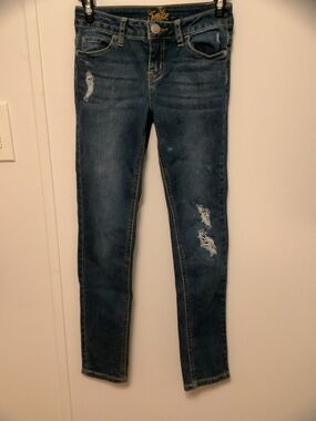 Justice Dark Blue Distressed Skinny Jeans